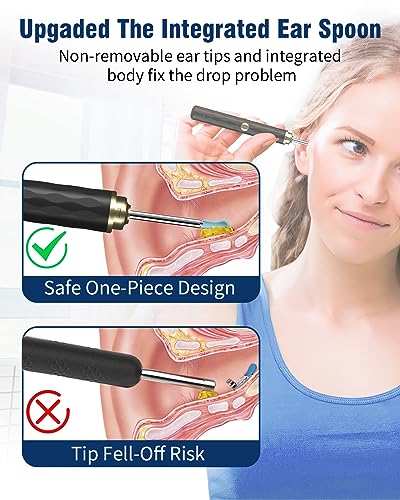 Ear Wax Removal Camera, 1296P HD, 8pcs Ear Set, Wireless WiFi Otoscope, 6 Lights, Rechargeable Earwax Removal Tool Kit (Black) B29906