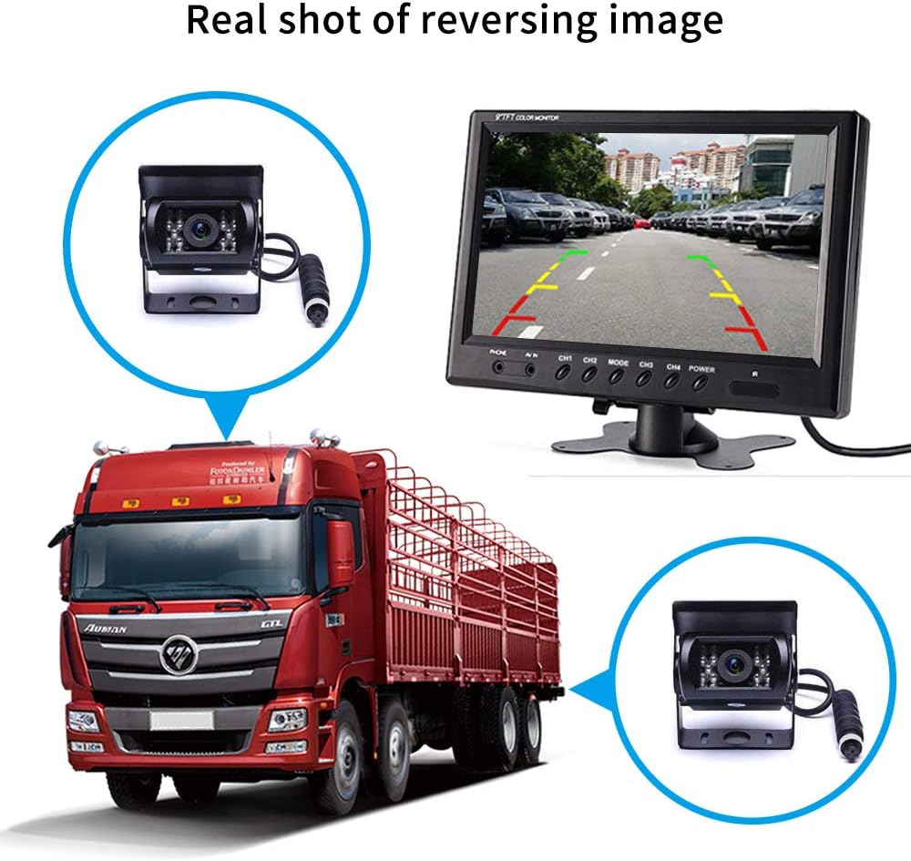 Hard Wired Backup Camera 9'' Quad Split Screen HD Monitor System Pack of 2 R237