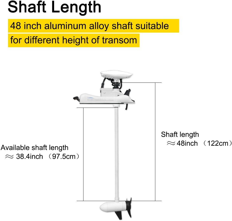 White 12V 55LBS 48" Shaft Bow Mount Electric Trolling Motor U2971