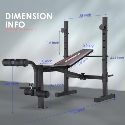 8 in 1 Adjustable Weight Bench with Squat Rack Leg Extension & Leg Curl Foldable Workout Bench Y4770