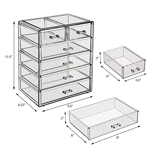Acrylic Makeup Organizer with 3 Large 4 Small Drawers Z247876