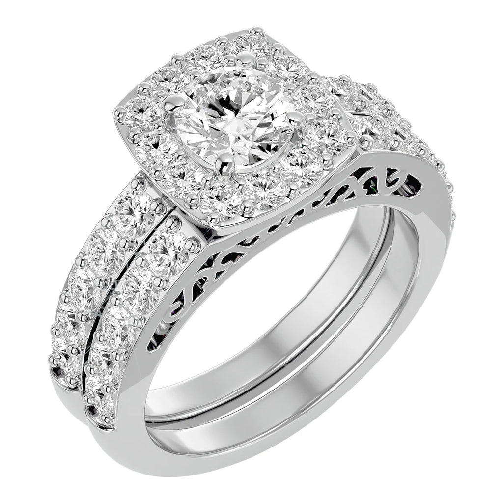 3 Carat Lab Grown Diamond Bridal Set In 14K White Gold T567