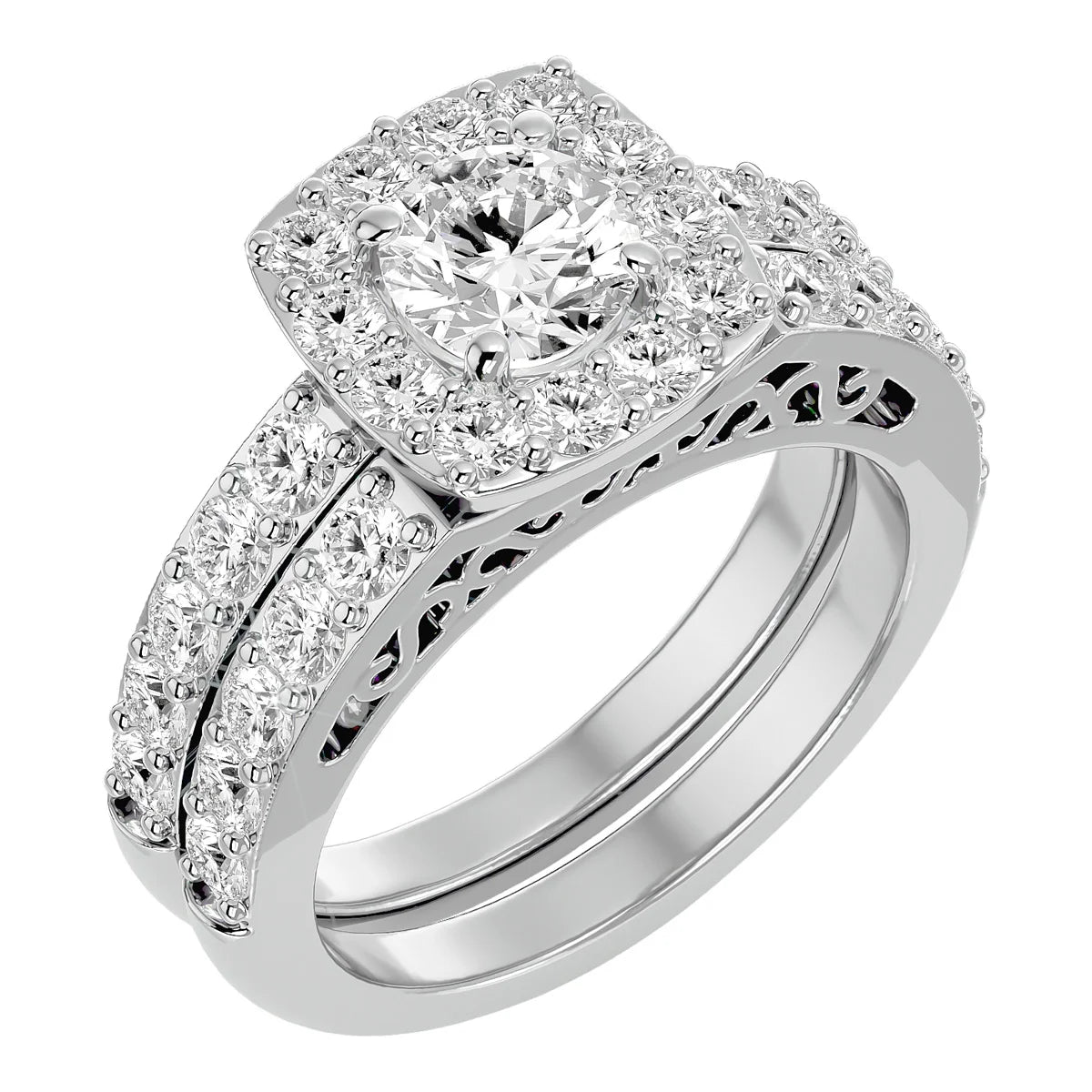 3 Carat Lab Grown Diamond Bridal Set In 14K White Gold T567