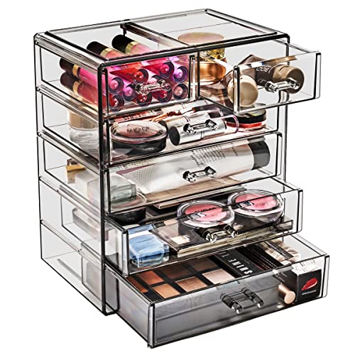 Acrylic Makeup Organizer with 3 Large 4 Small Drawers Z247876