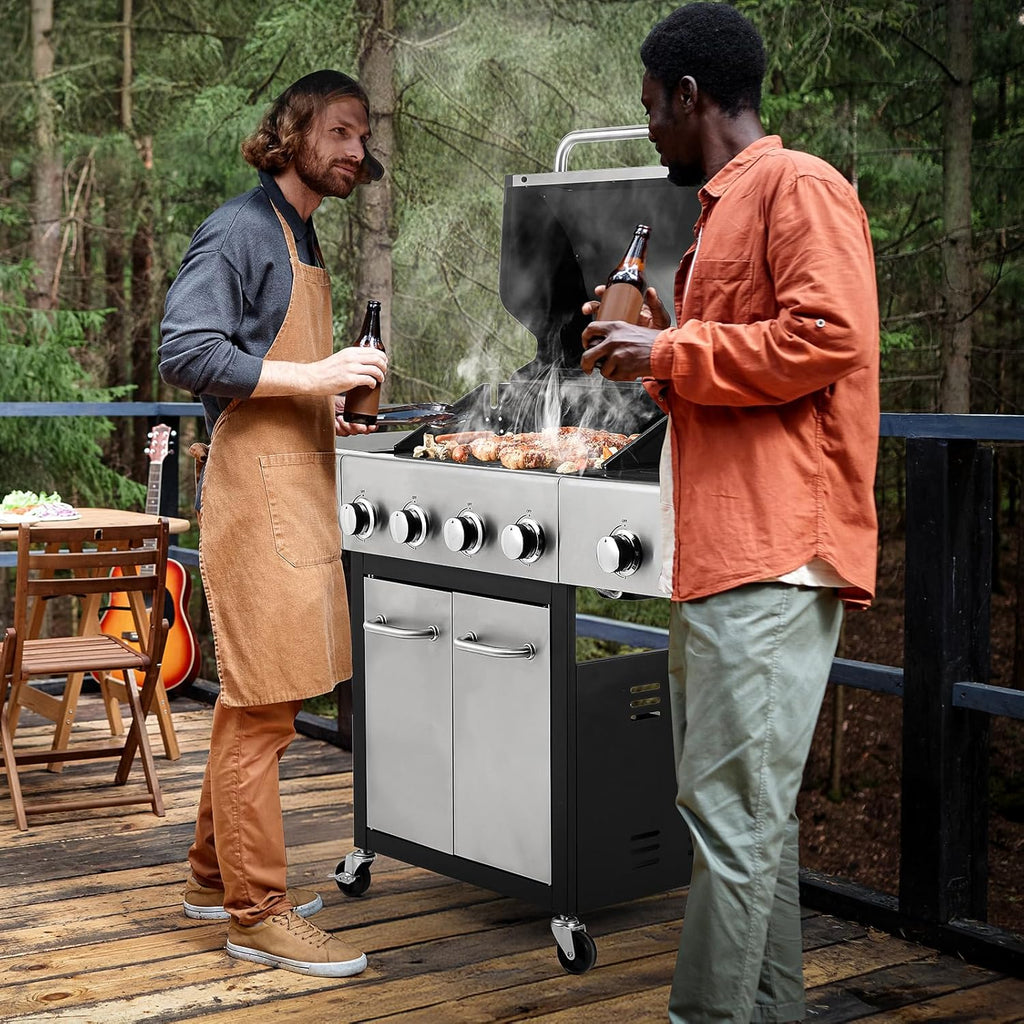 4-Burner Stainless Steel Propane Gas Grill with Side Burner Z163264