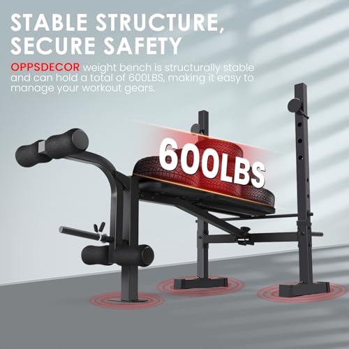 8 in 1 Adjustable Weight Bench with Squat Rack Leg Extension & Leg Curl Foldable Workout Bench Y4770