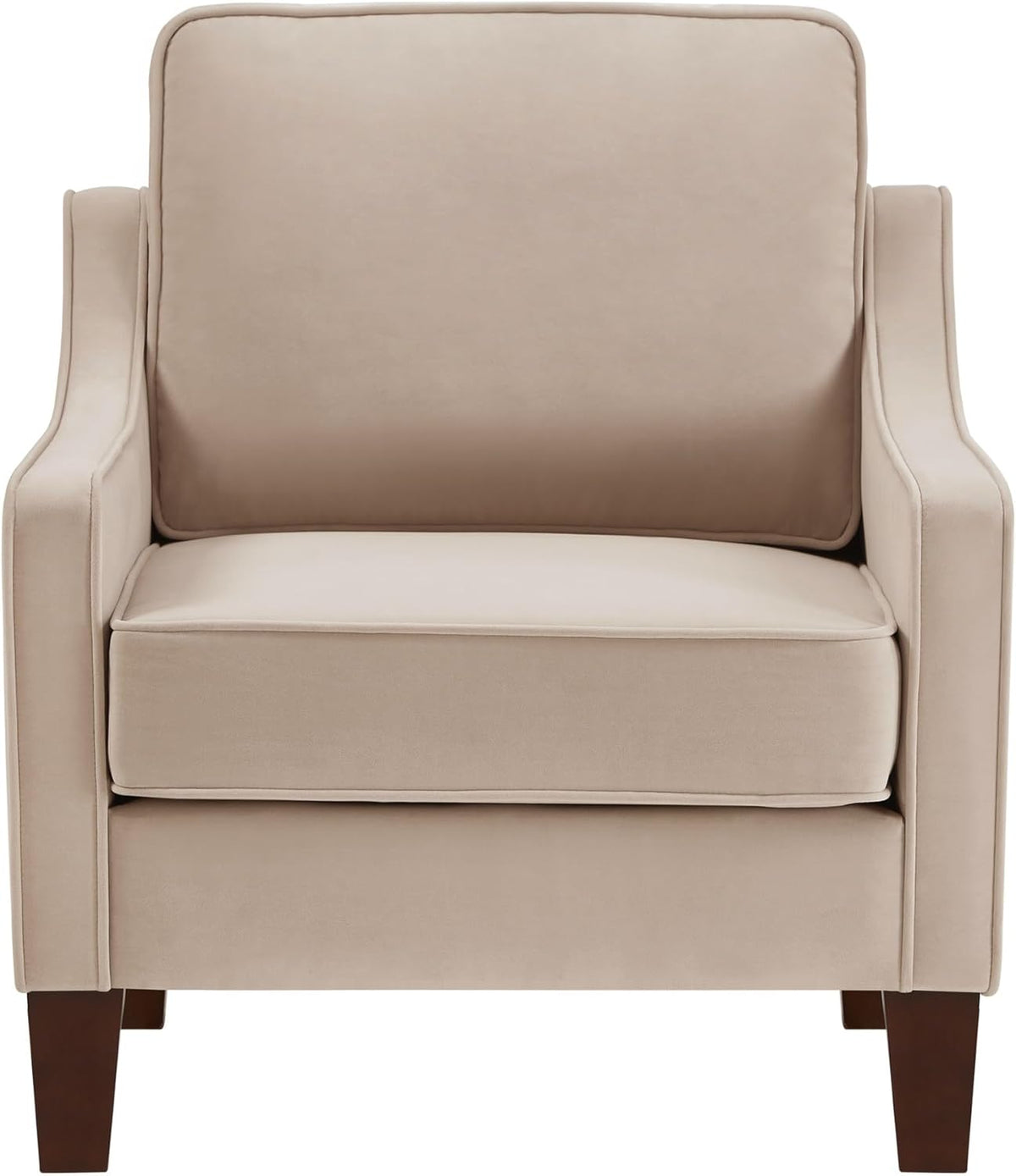 Taupe Velvet Accent Chair with Wooden Legs W758452