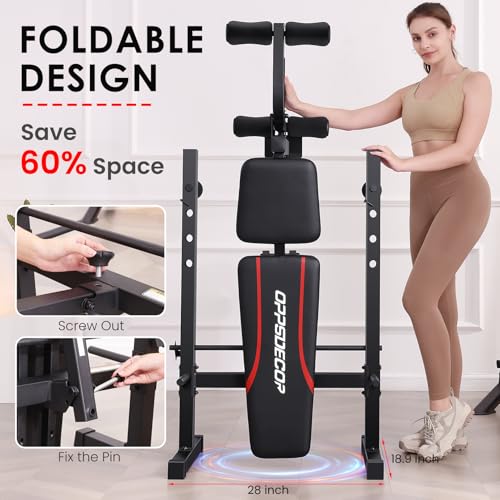 8 in 1 Adjustable Weight Bench with Squat Rack Leg Extension & Leg Curl Foldable Workout Bench Y4770