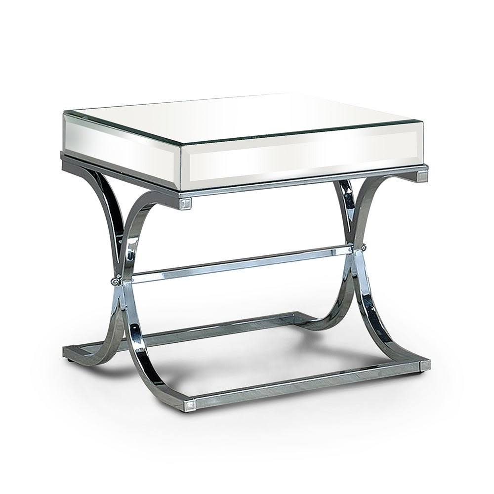 Contemporary Chrome Metal Square End Table I9360