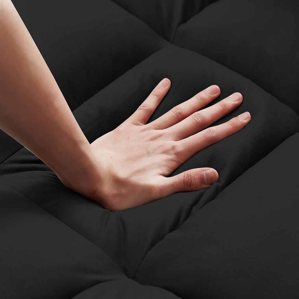 55" Full Size Velvet Convertible Futon Sofa Bed with Pullout Bed P546330