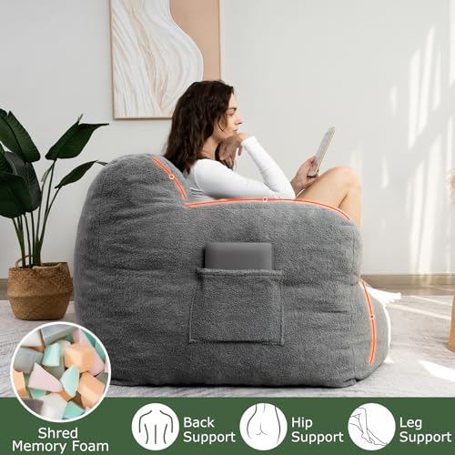 Giant Bean Bag Chair with Pocket Armrests F573