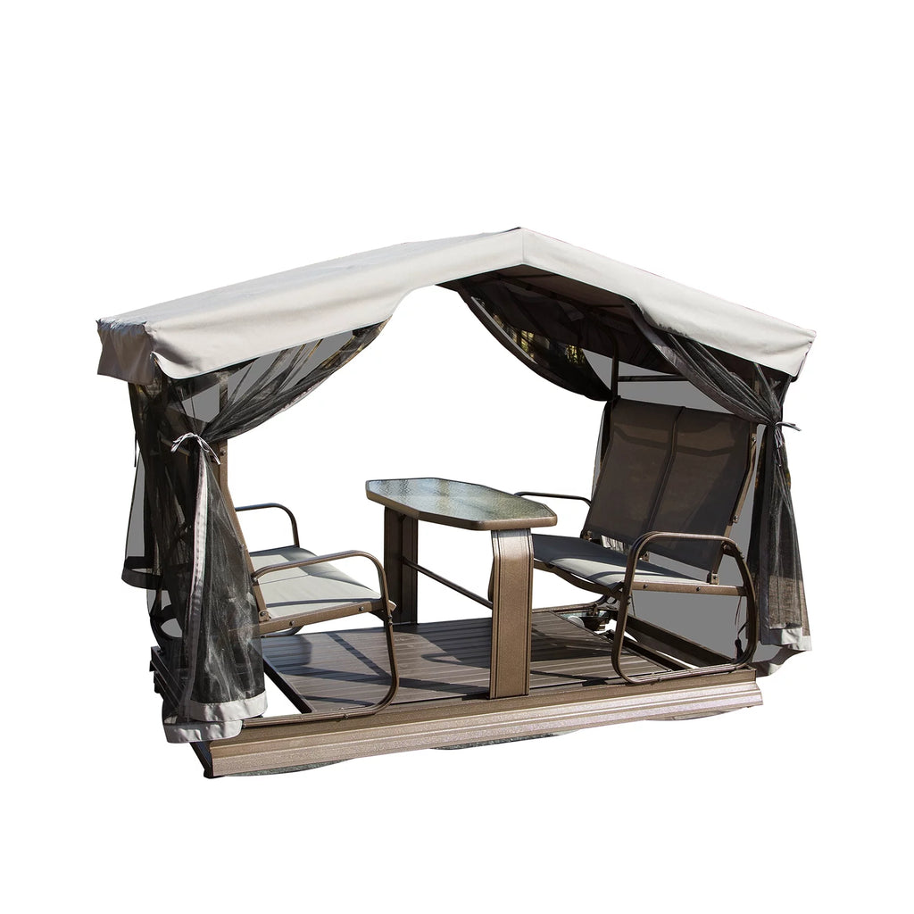 4-Seat Outdoor Metal Glider Bench with Canopy N5615