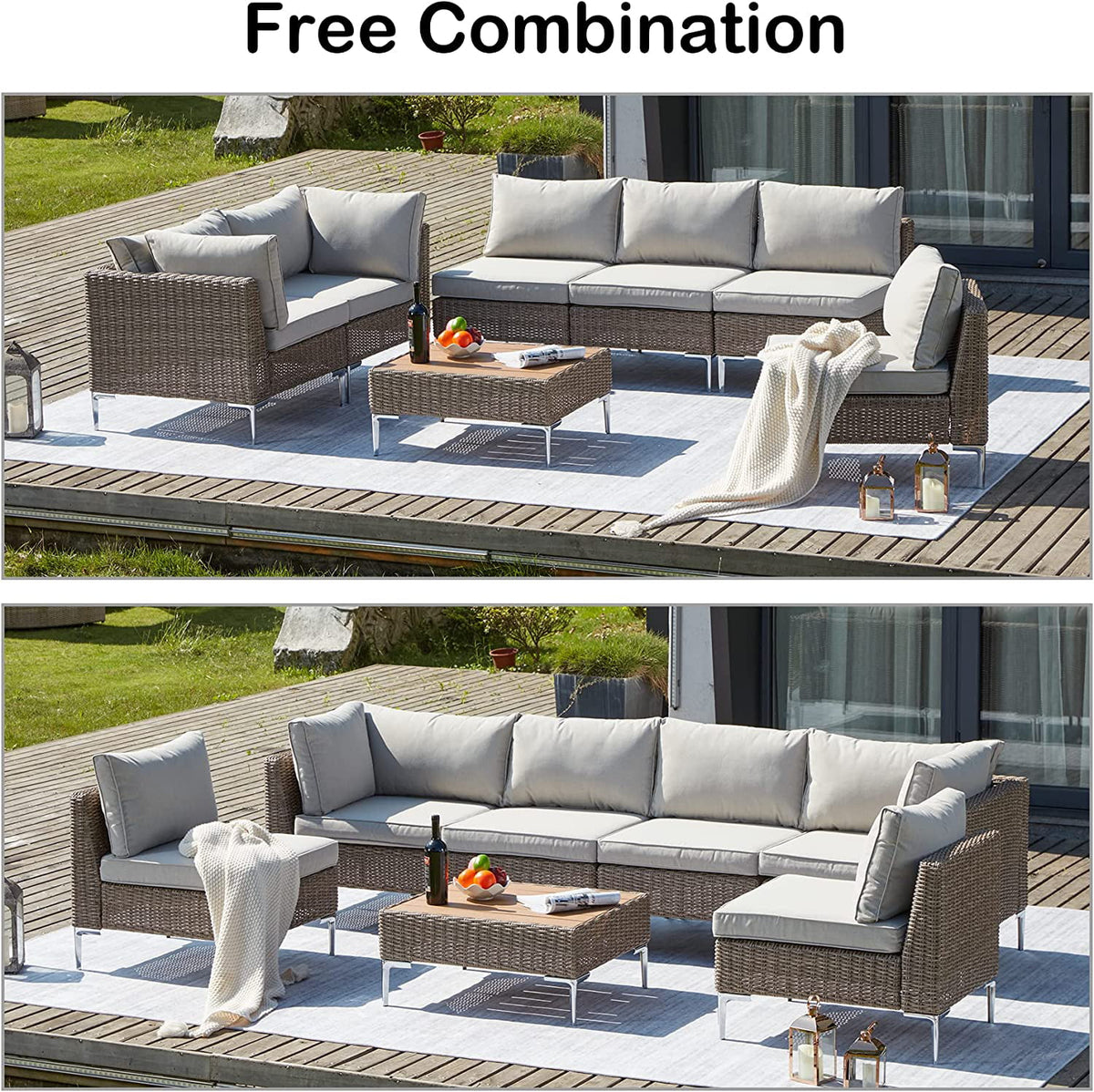 7 Piece Patio Furniture Set with Soft Cushion W415