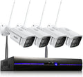 Wireless Security Camera System with Floodlight, 2K Outdoor WiFi Surveillance Set 8CH NVR + 4X 1296P IP Cam, Color Night Vision L53493