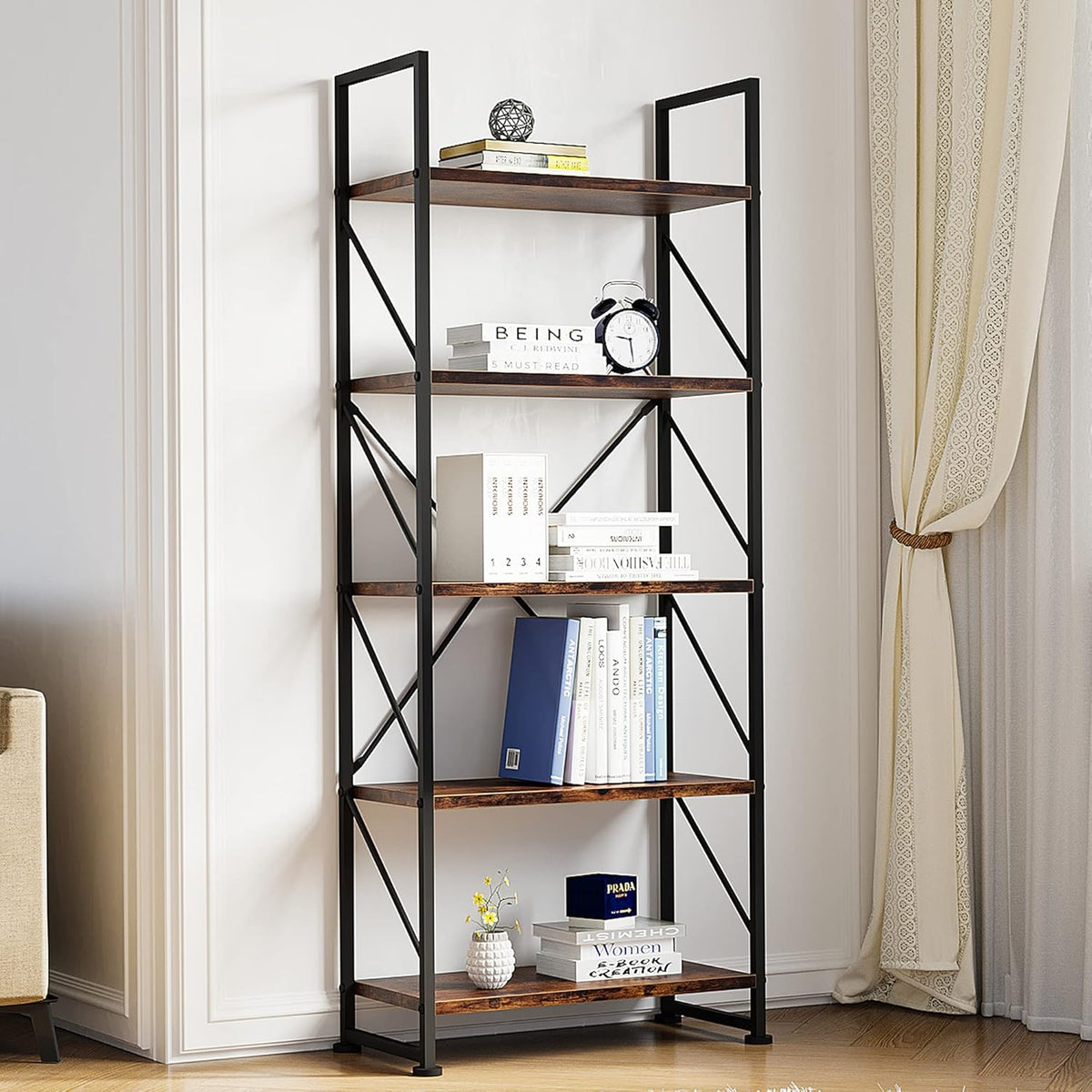 5 Tiers Black Bookshelf X4264