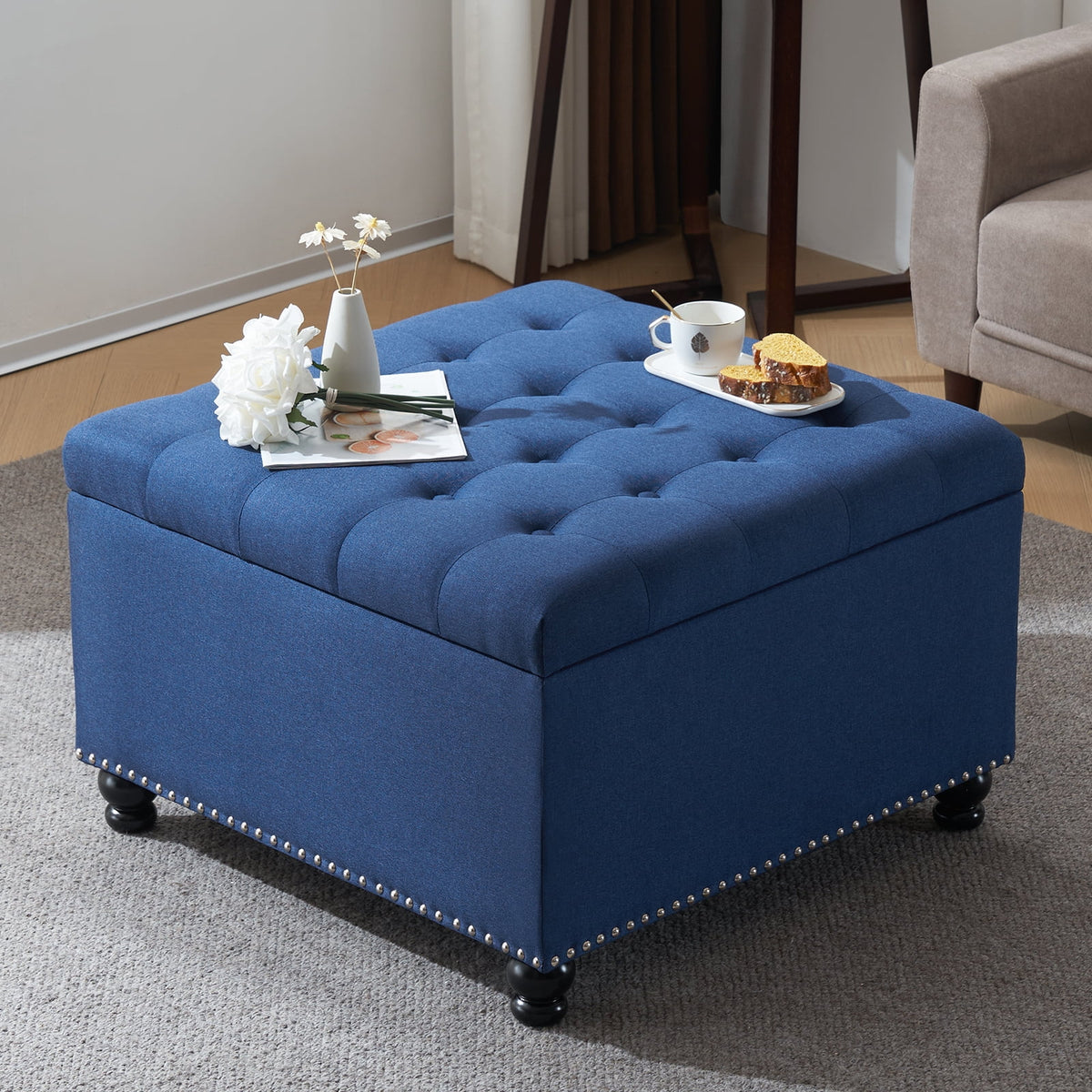 Large Upholstered Storage Ottoman P472