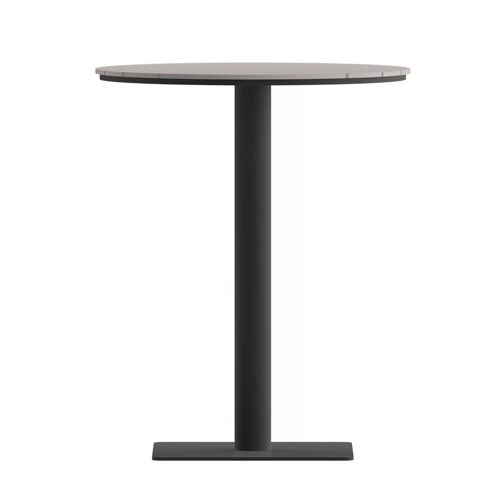 Round 24" Faux Teak Poly Slats Steel Frame Table T41230