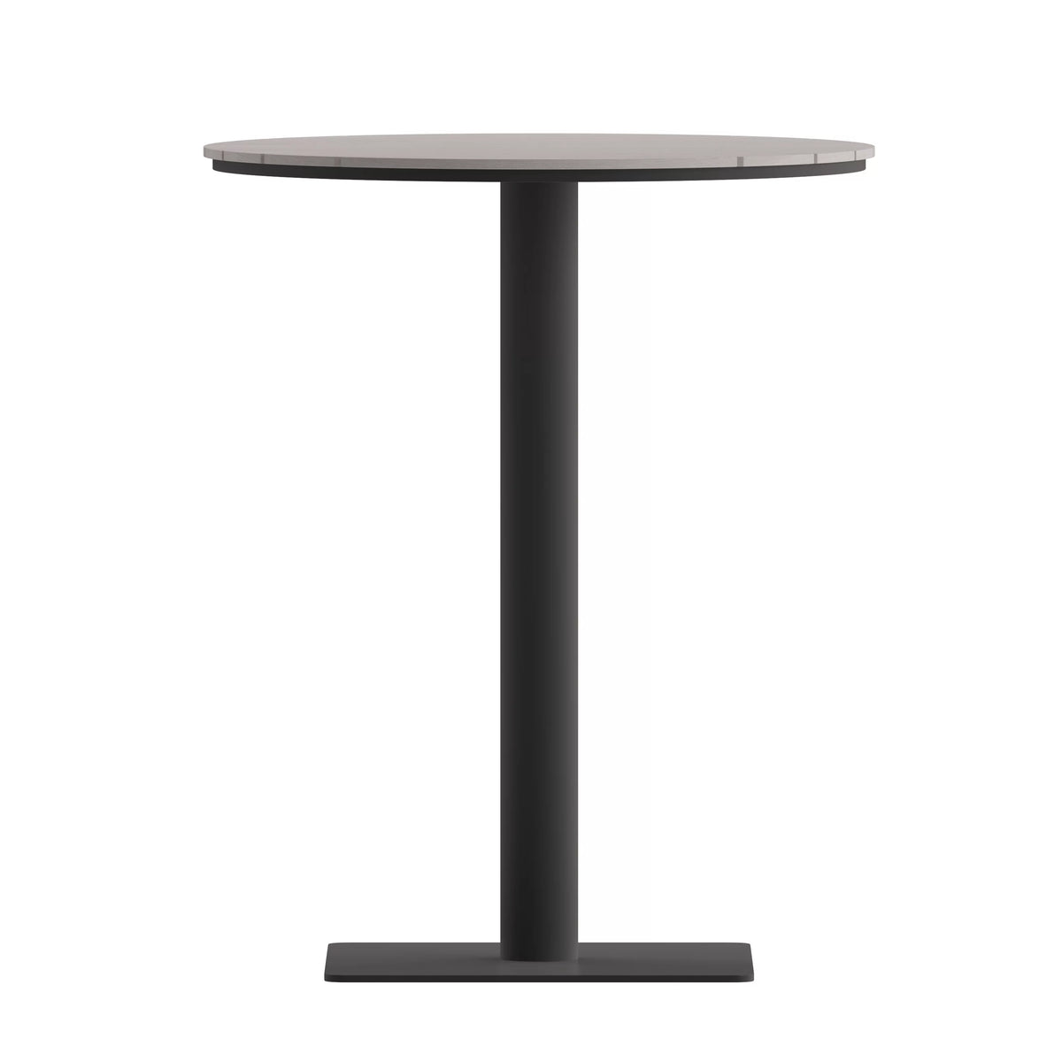 Round 24" Faux Teak Poly Slats Steel Frame Table T41230