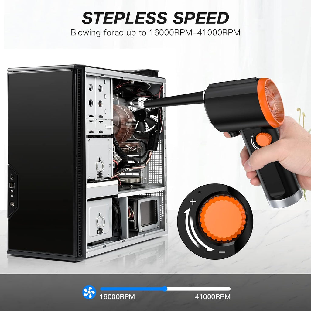 Cordless Air Blower Replaces Compressed Gas Cans, 41000 RPM, 6000mAh Rechargeable Battery S24295
