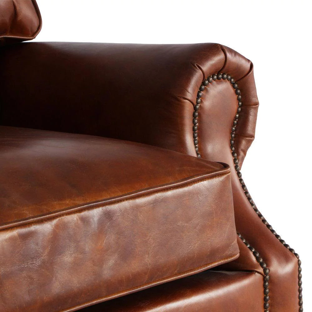 Antique 3 Seater Aged Leather Sofa W100