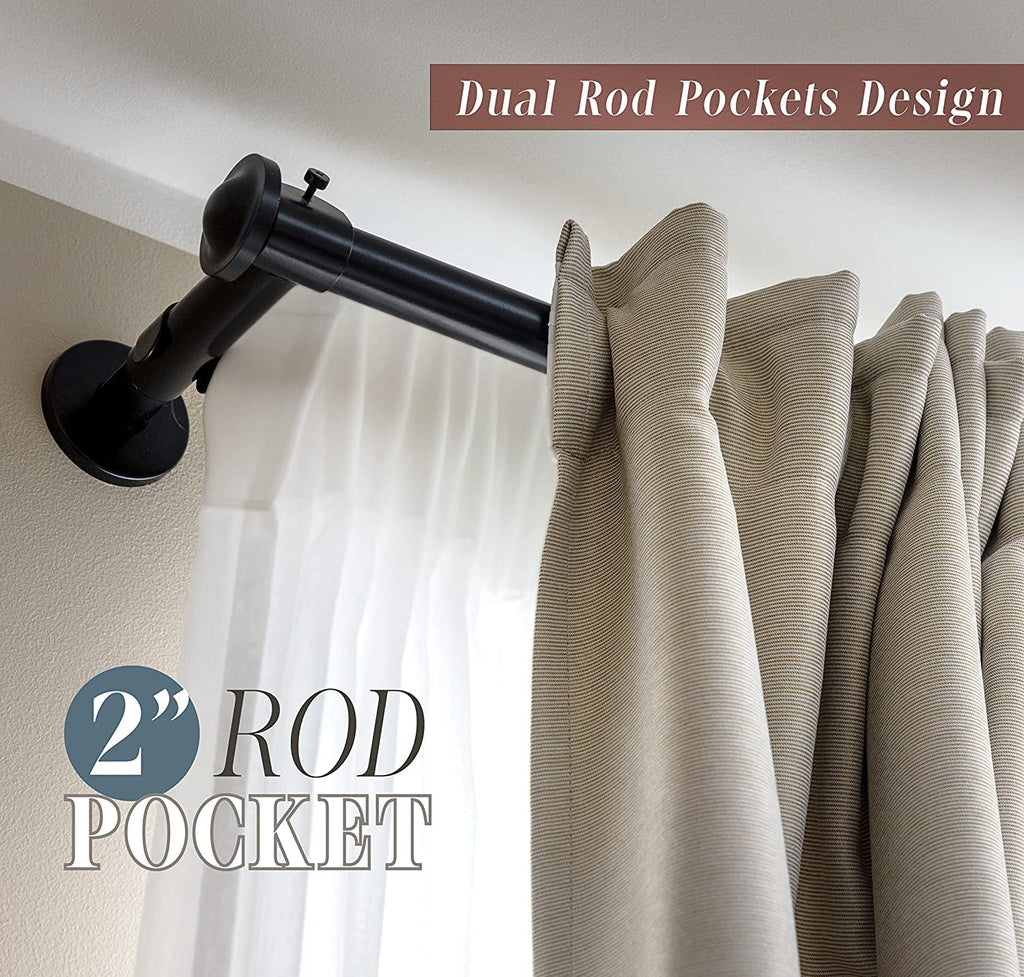 Curtain Window Panels with Attached Valance, Set of 2, 54 x 84 inch, Gold/Brown O83302