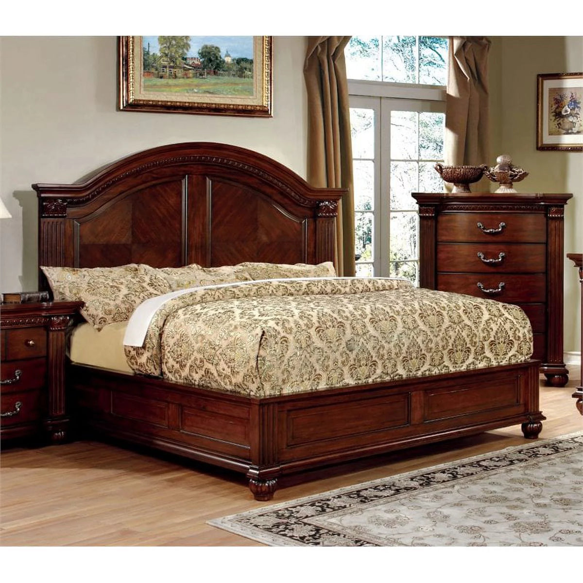 Solid Wood Cal King Panel Bed in Cherry X114641