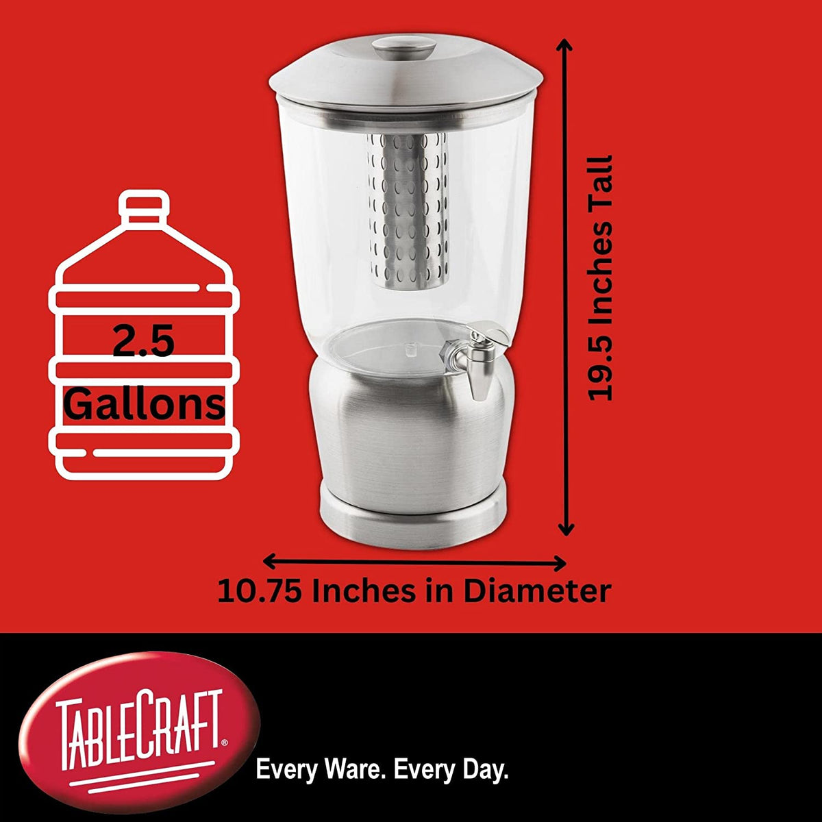 Gallon Drink Dispenser With Fruit Infuser & Stand, Tritan Stainless Steel E590921