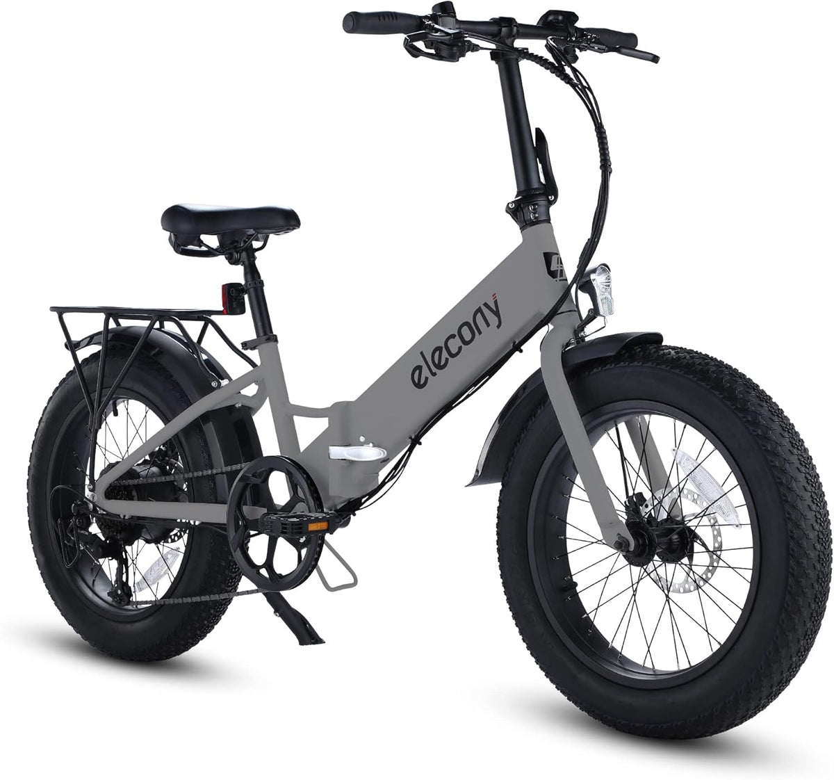 Folding Electric Bicycle 20'' Fat Tire 350W 36V/12.5AH Battery 7 Speeds Grey/White E388