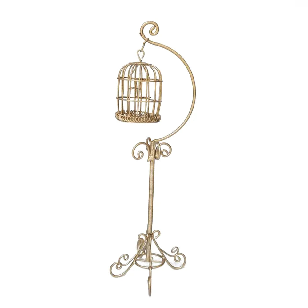 Miniature Metal Bird Cage Dollhouse Decoration C708142