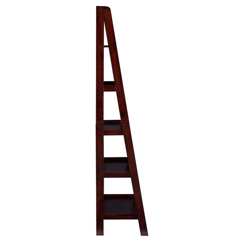 5-Shelf Wood Ladder Bookshelf in Espresso R4030