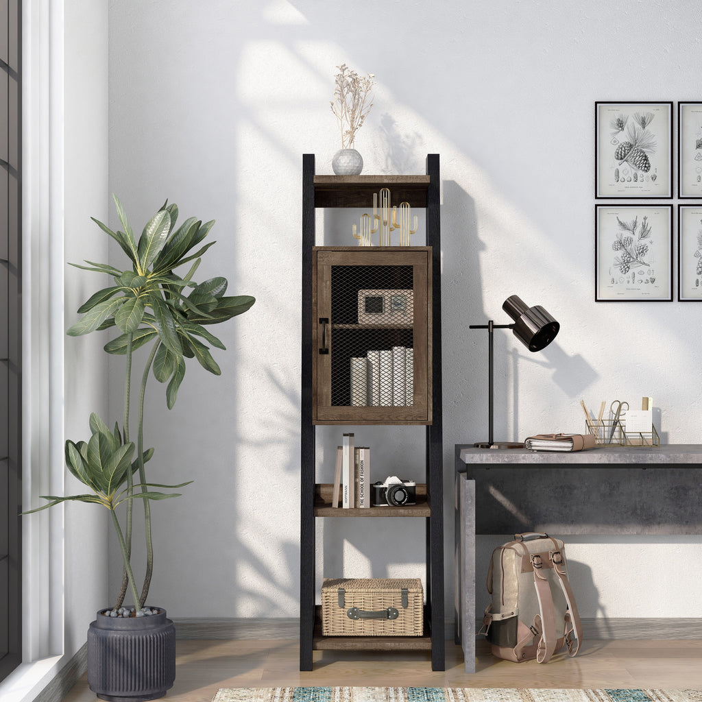 Reclaimed Oak Wood Tower Cabinet with Adjustable Shelf H393