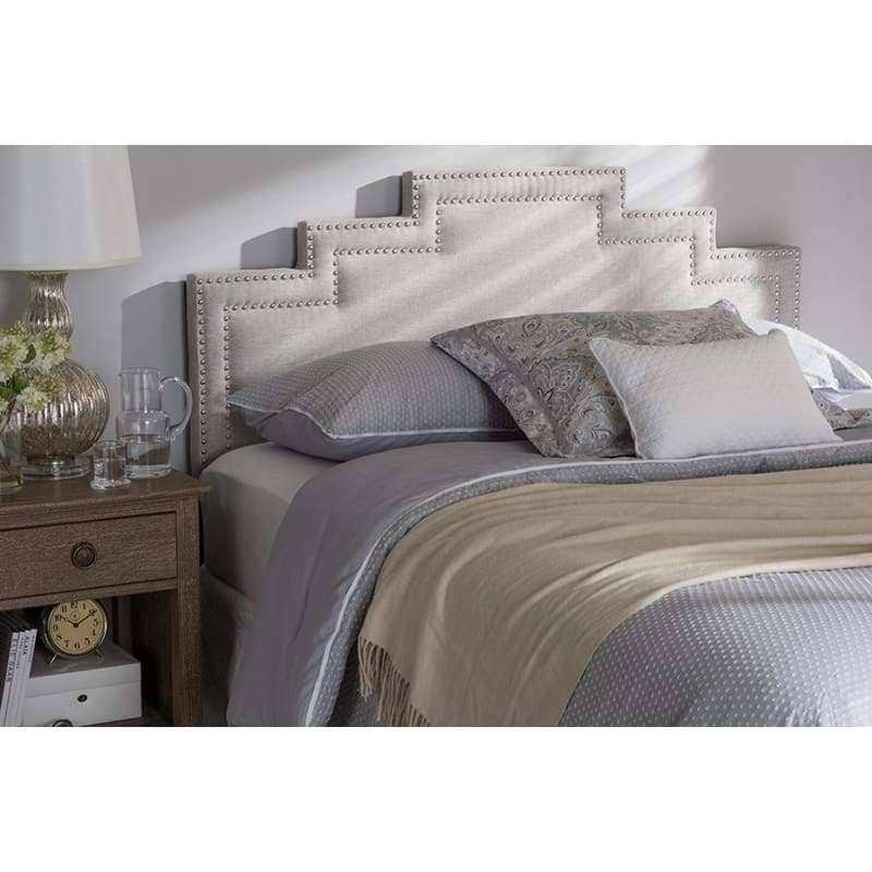 Greyish Beige Fabric King Size Headboard Q511