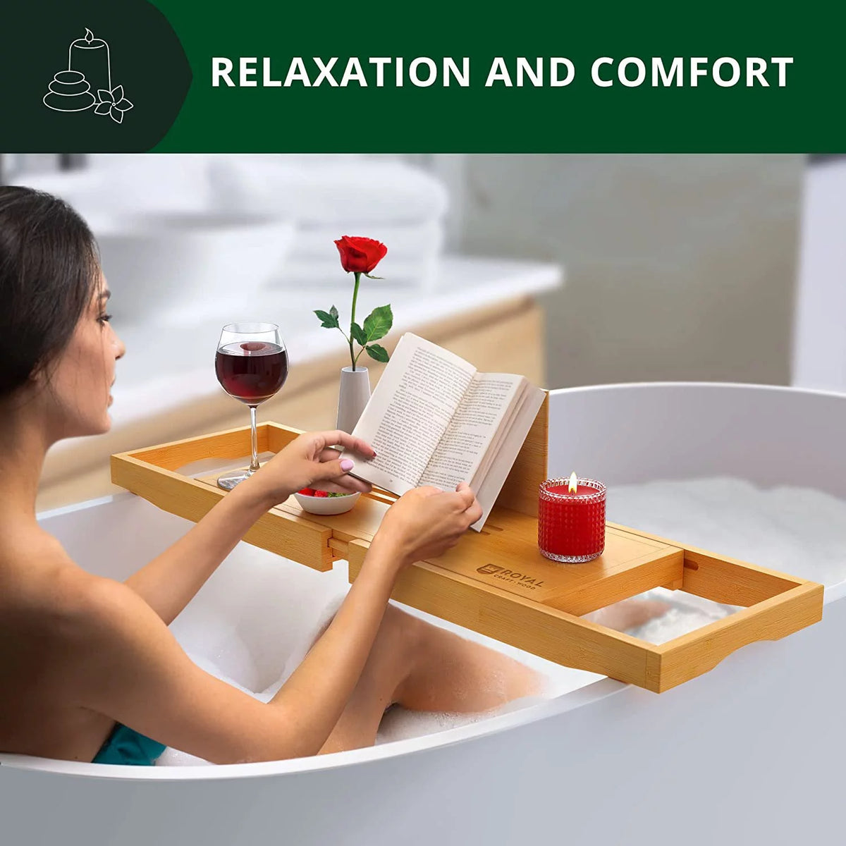 Natural Bamboo Bathtub Caddy C804154