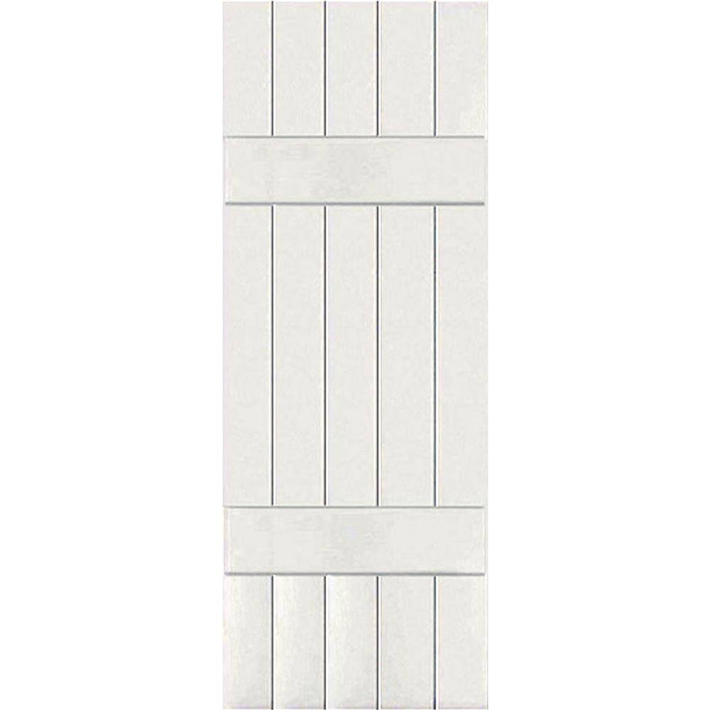 White Exterior Wood Board and Batten Shutters Pair T735