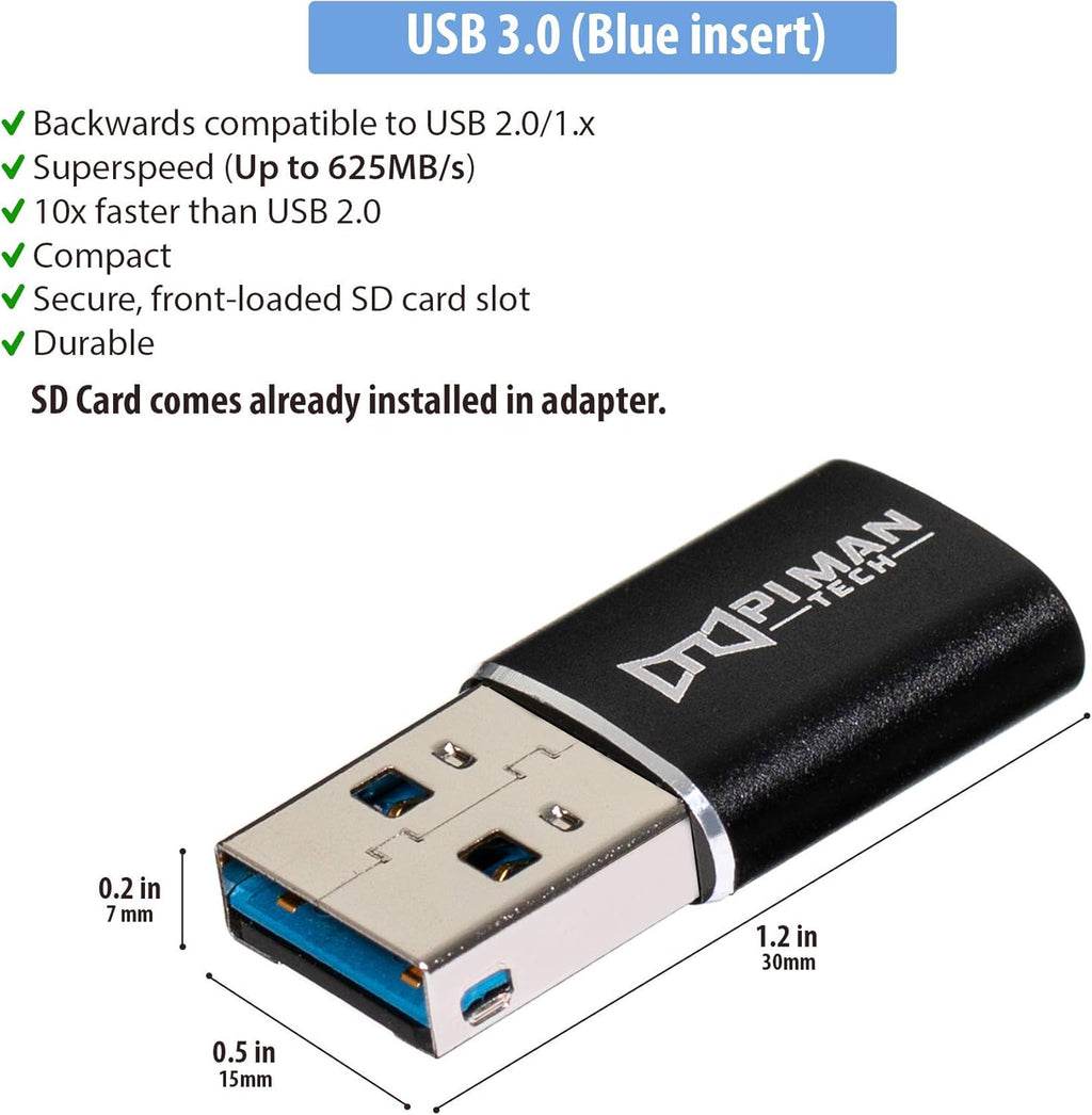 128 GB MicroSD Card and USB 3.0 Adapter, Pack of 2 M7563