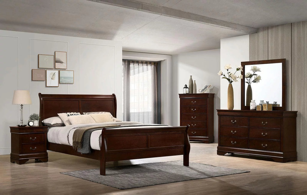 Cherry Solid Wood 5pcs Bedroom Set U725