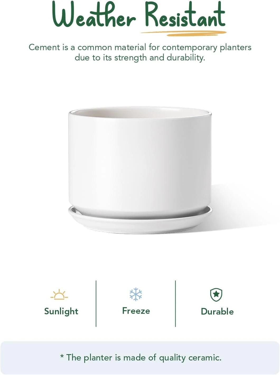 Ceramic Plant Pot with Drainage Holes and Saucer M324