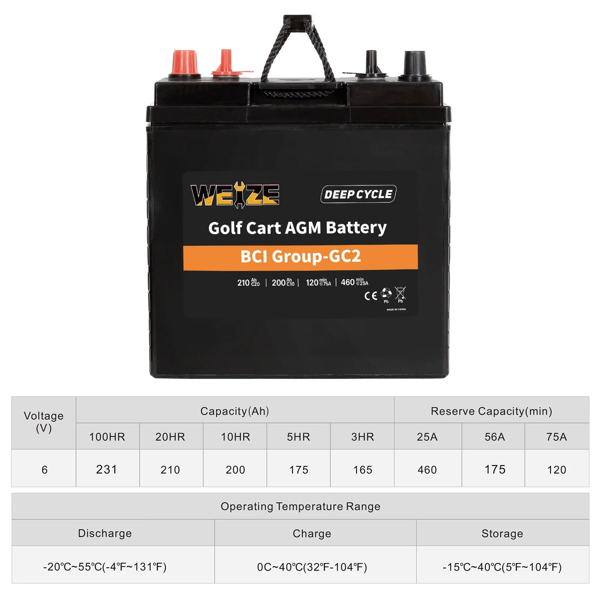 6V 210ah Deep Cycle AGM Battery T69031