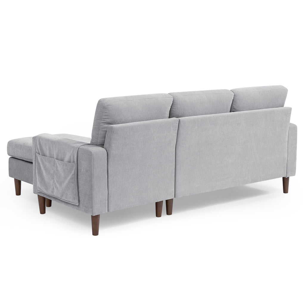 Light Grey Chenille Convertible Sectional Sofa S9051
