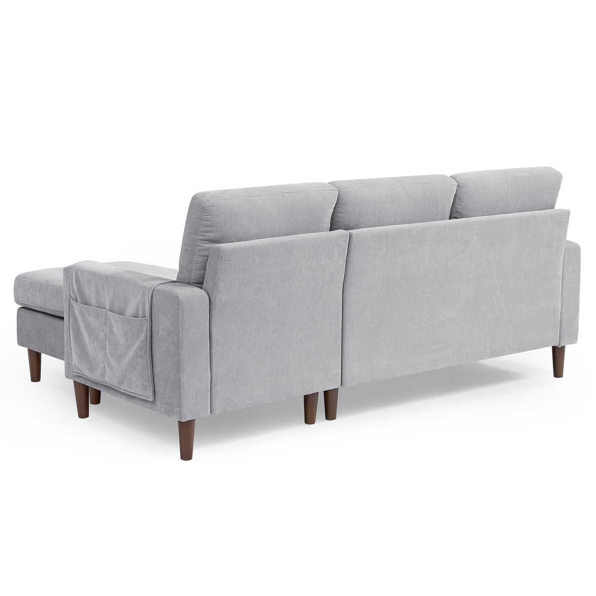 Light Grey Chenille Convertible Sectional Sofa S9051