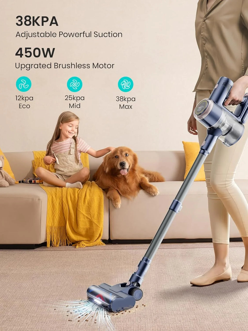 Cordless Stick Vacuum 60mins 450W 38KPa Lightweight O79107