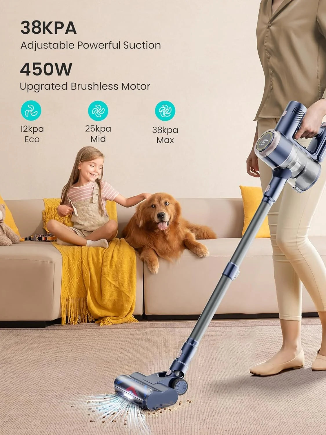 Cordless Stick Vacuum 60mins 450W 38KPa Lightweight O79107