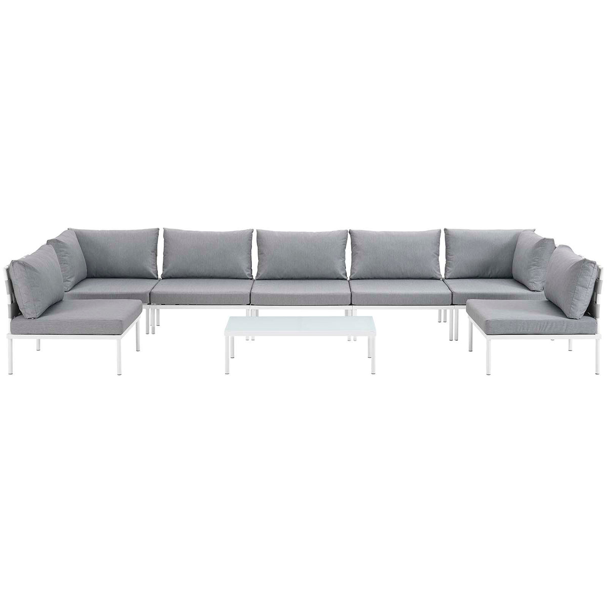White Gray 8 Piece Outdoor Aluminum Sectional Sofa Set P14186