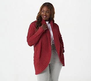 Black Cherry Cable Shawl Cardi W822