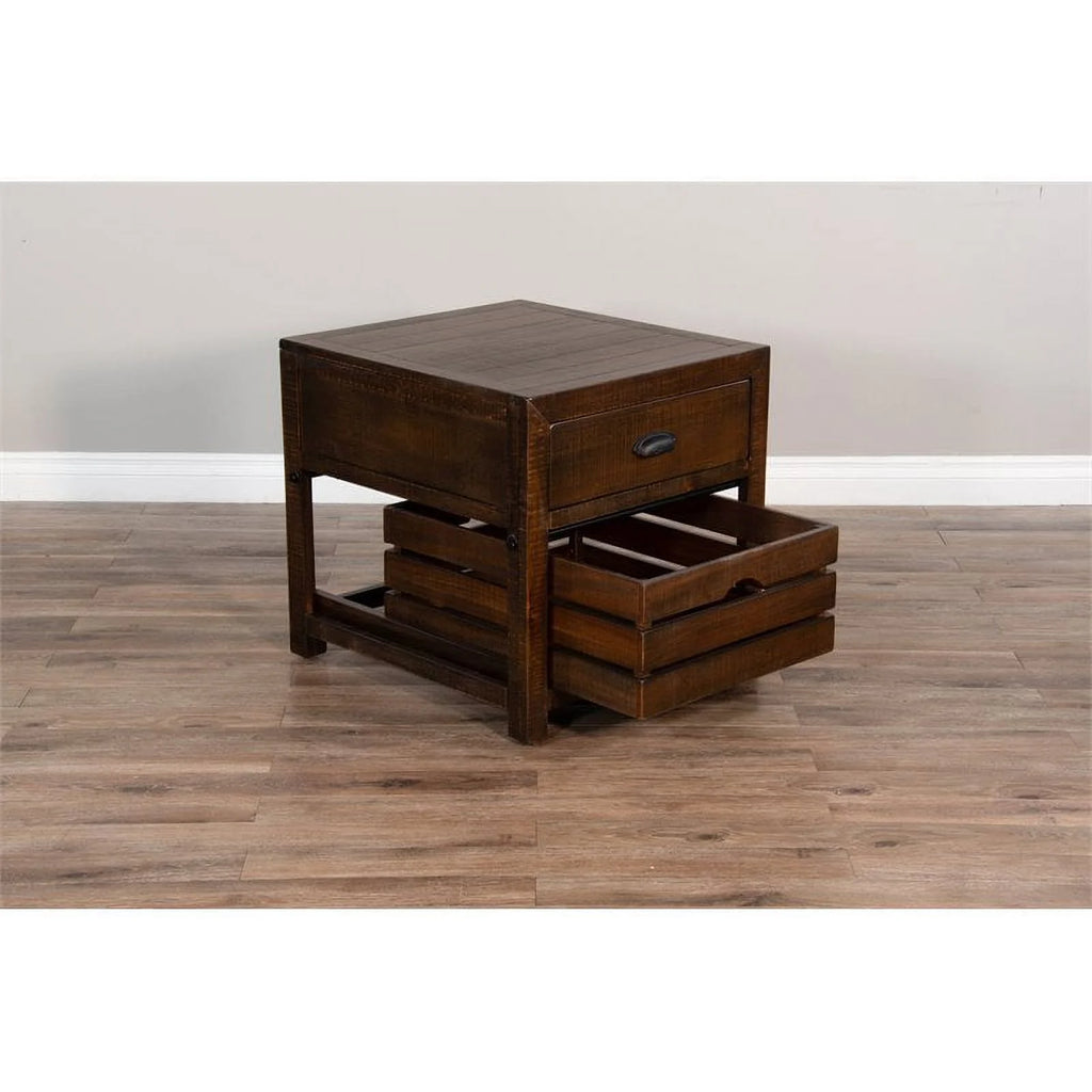 24" Mahogany Wood End Table Set of 2 D58609