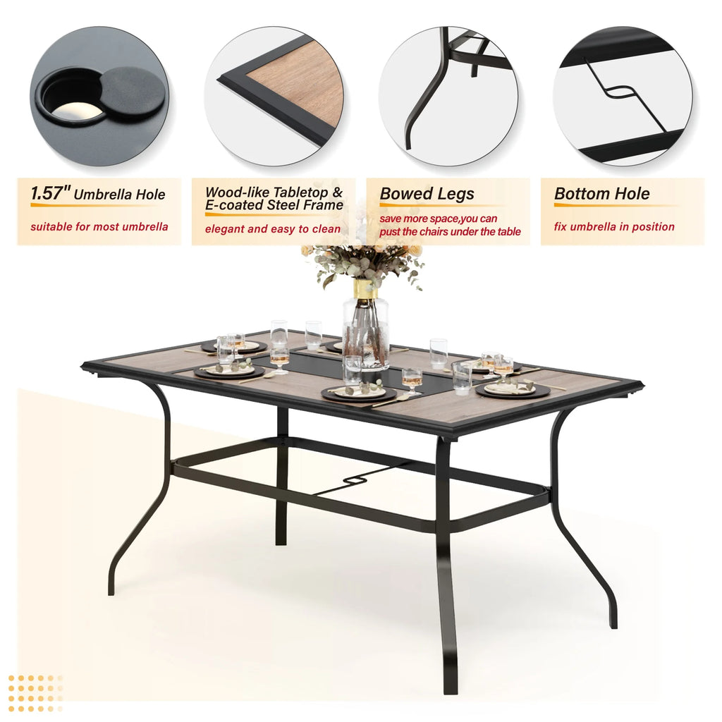 7 Pieces Outdoor Patio Dining Set with 6 Chairs and Dining Table, Gray J1414