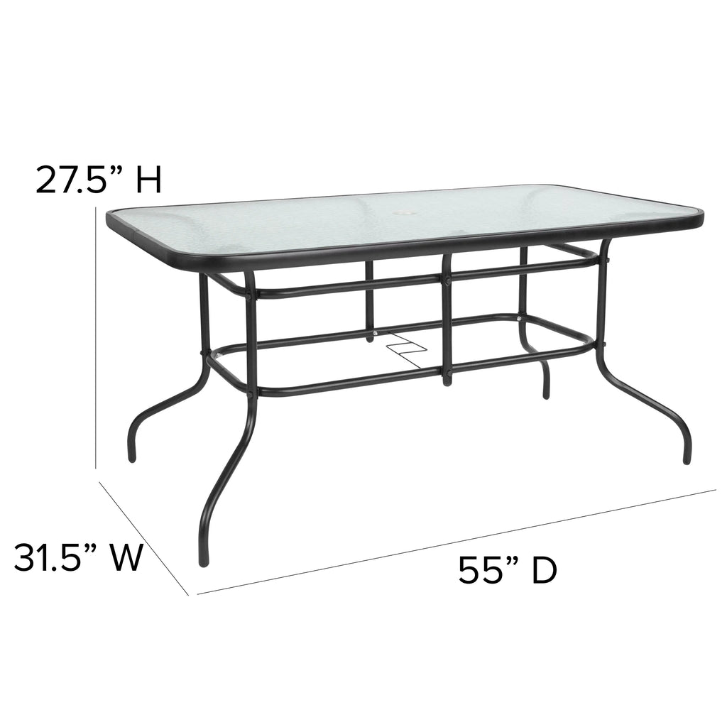 7 Piece Outdoor Patio Dining Set with Umbrella Hole V4044