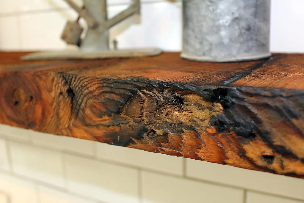 Reclaimed Wood Mantel Shelf with Steel Angle Brackets Z1796