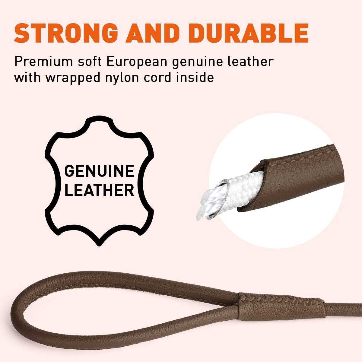 Soft Leather Round Leash F3775