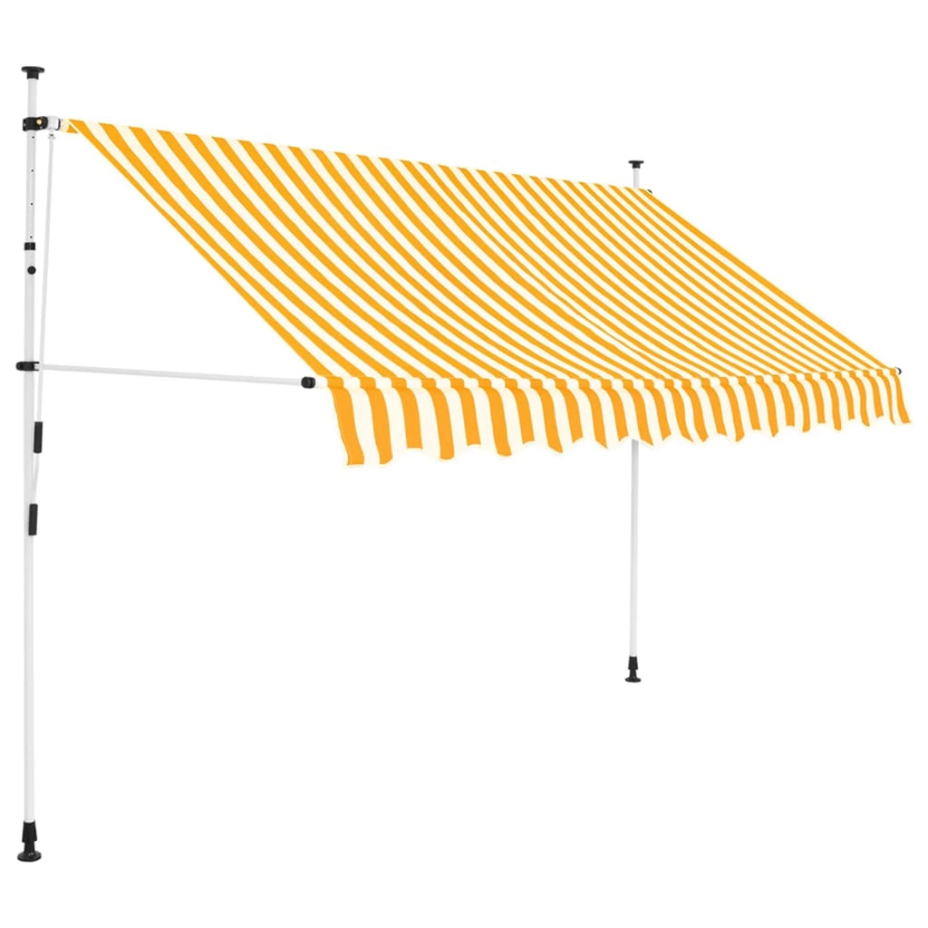 Manual Retractable Awning 118.1" Orange and White Stripes X2877